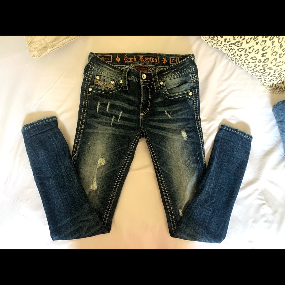 rock revival mid-rise ankle skinny jeans